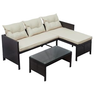 70.9'' Wide Outdoor Wicker Right Hand Facing Patio Sectional with Cushions